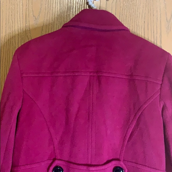 Berry color Pea coat with black buttons - Picture 6 of 7